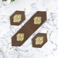 Brown Luxury Laser Cut Velvet Runner Mat Set 3 PCs Table Mats