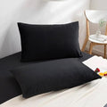 Black 1 Pair 2 PCs Plain Velvet Pillow Covers