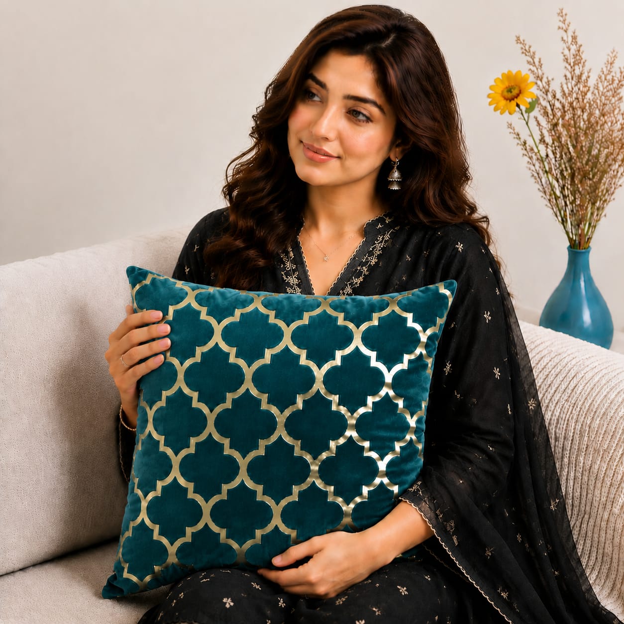 Luxury Laser Geomatric Cut Velvet Cushion Covers