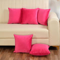 Pink Pack Of 5 Plain Velvet Cushion Covers