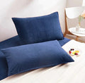 Blue 1 Pair 2 PCs Plain Velvet Pillow Covers