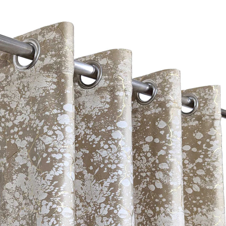 Beige Textured Velvet Curtain 1 Pair 2 Panels