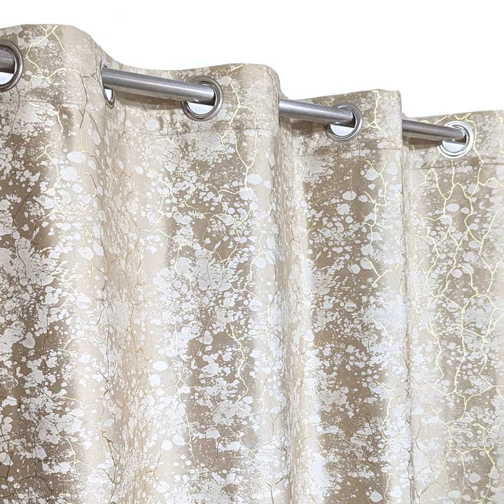 Beige Textured Velvet Curtain 1 Pair 2 Panels