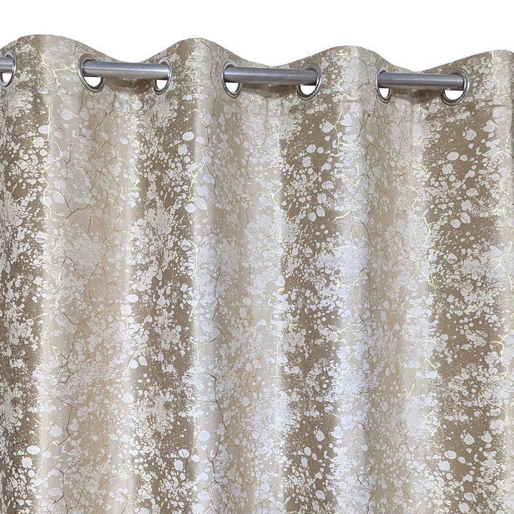 Beige Textured Velvet Curtain 1 Pair 2 Panels
