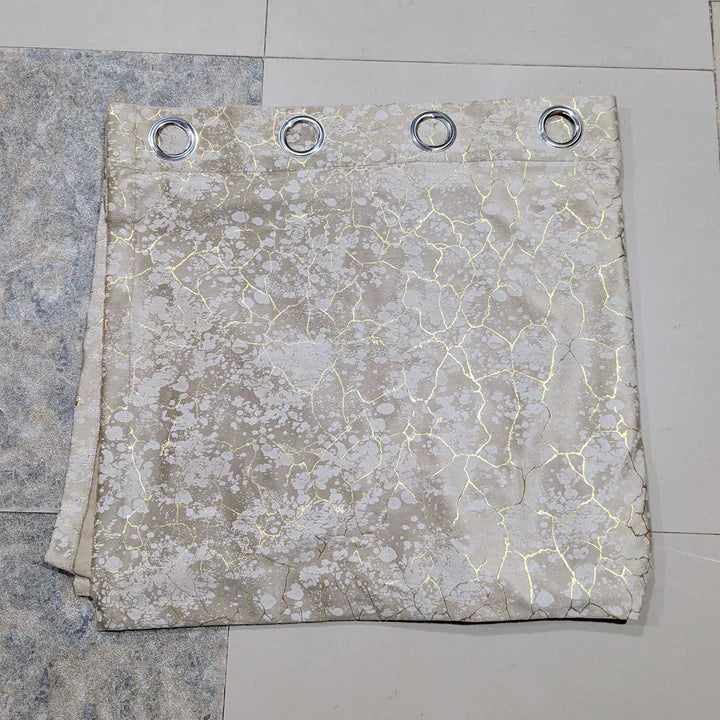 Beige Textured Velvet Curtain 1 Pair 2 Panels