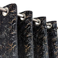 Black Golden Textured Velvet Curtain 1 Pair 2 Panels