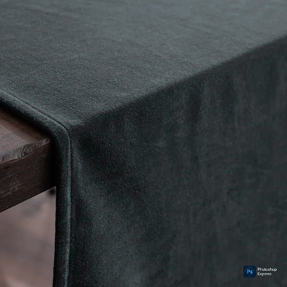 Grey Plain Velvet 3 PCs Table Runner Mats Set