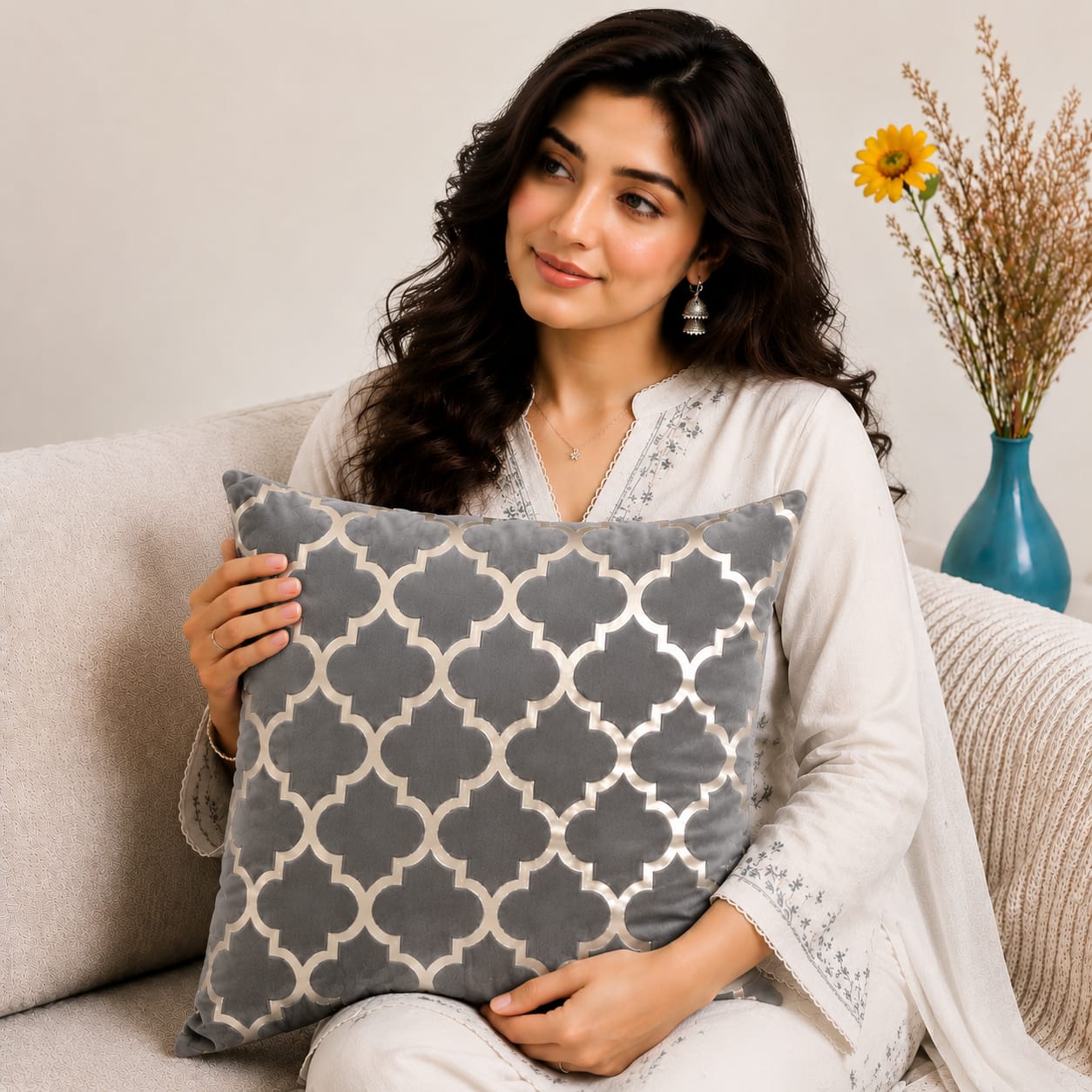 Luxury Laser Geomatric Cut Velvet Cushion Covers