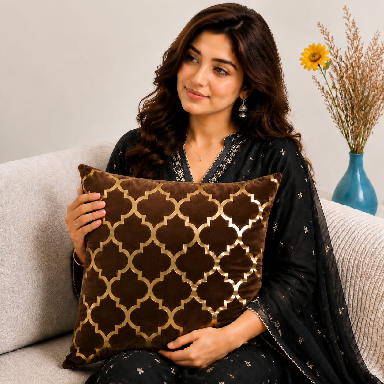 Luxury Laser Geomatric Cut Velvet Cushion Covers