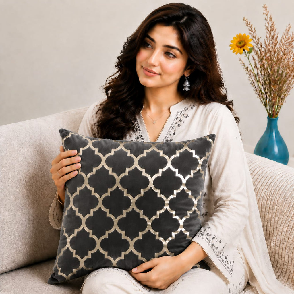 Luxury Laser Geomatric Cut Velvet Cushion Covers