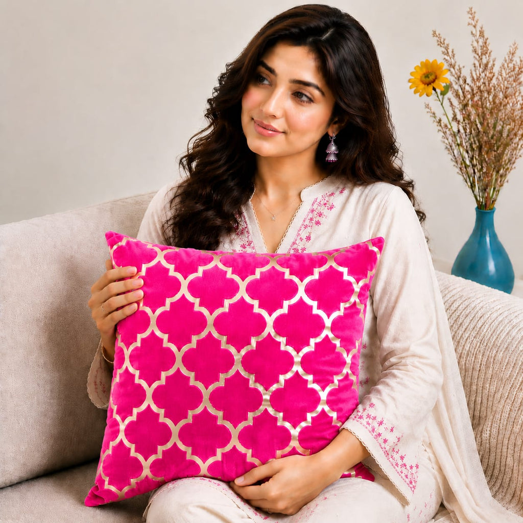 Luxury Laser Geomatric Cut Velvet Cushion Covers