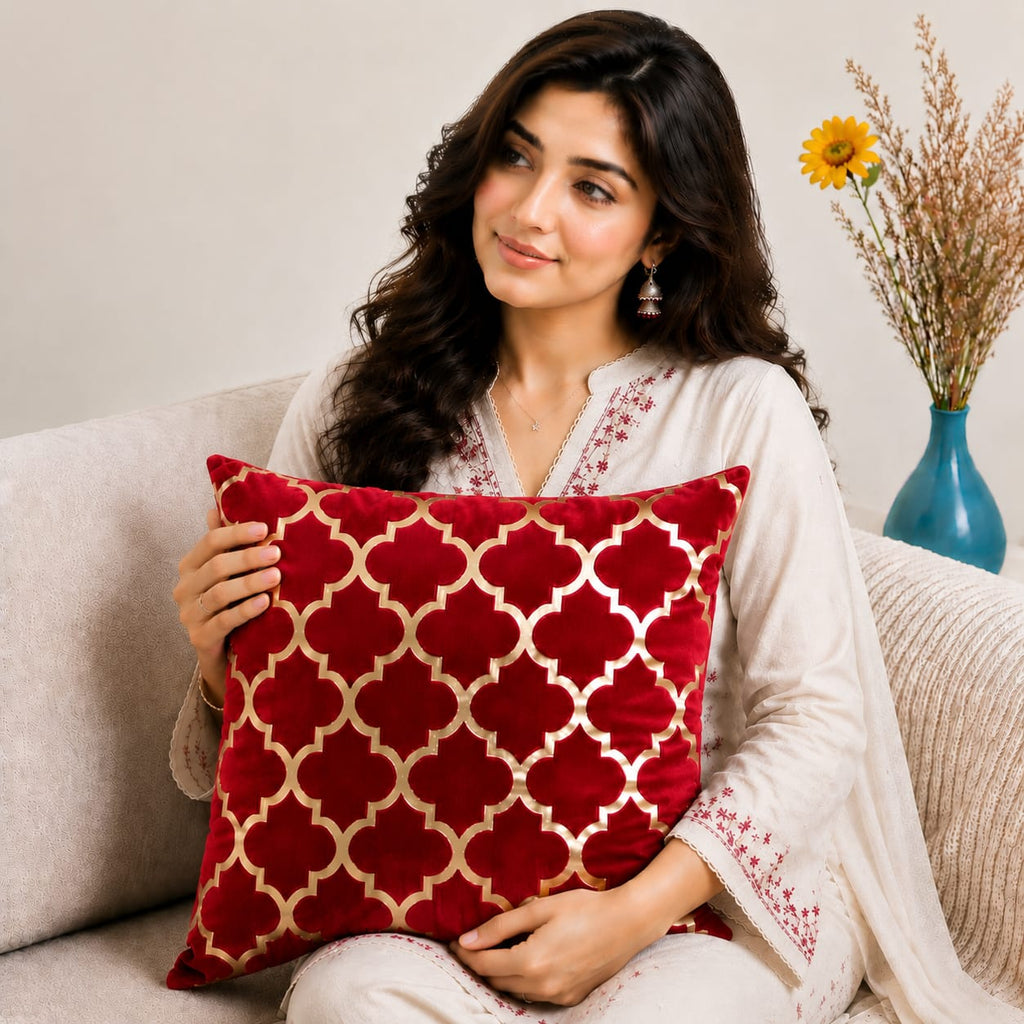 Luxury Laser Geomatric Cut Velvet Cushion Covers
