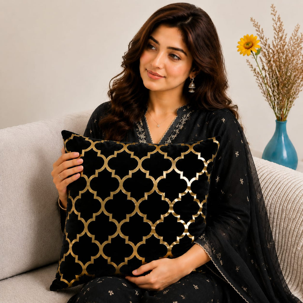 Luxury Laser Geomatric Cut Velvet Cushion Covers
