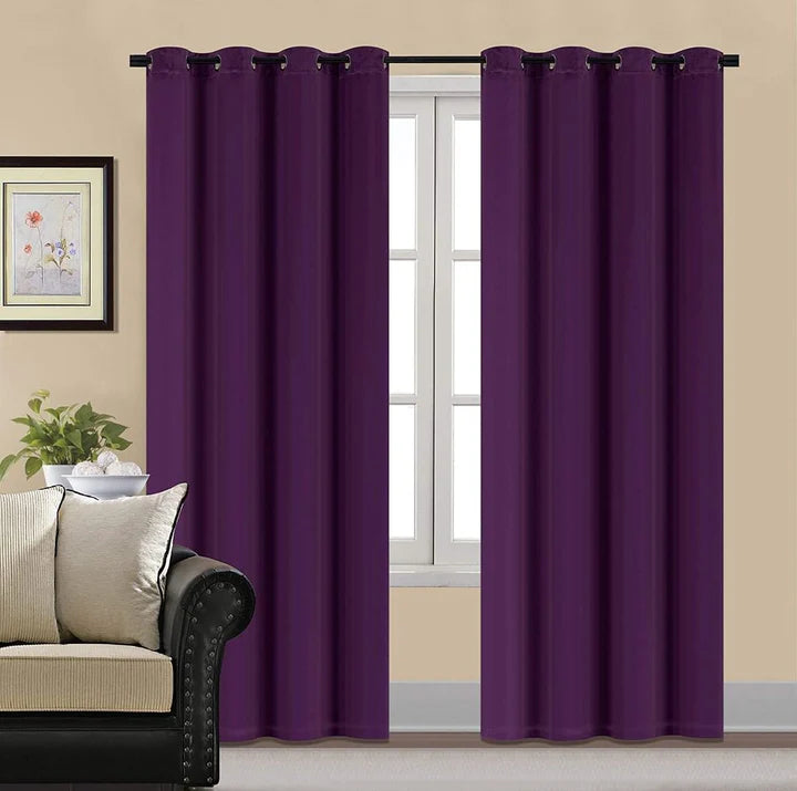 Purple 1 pair 2 Panels Plain Velvet Curtains