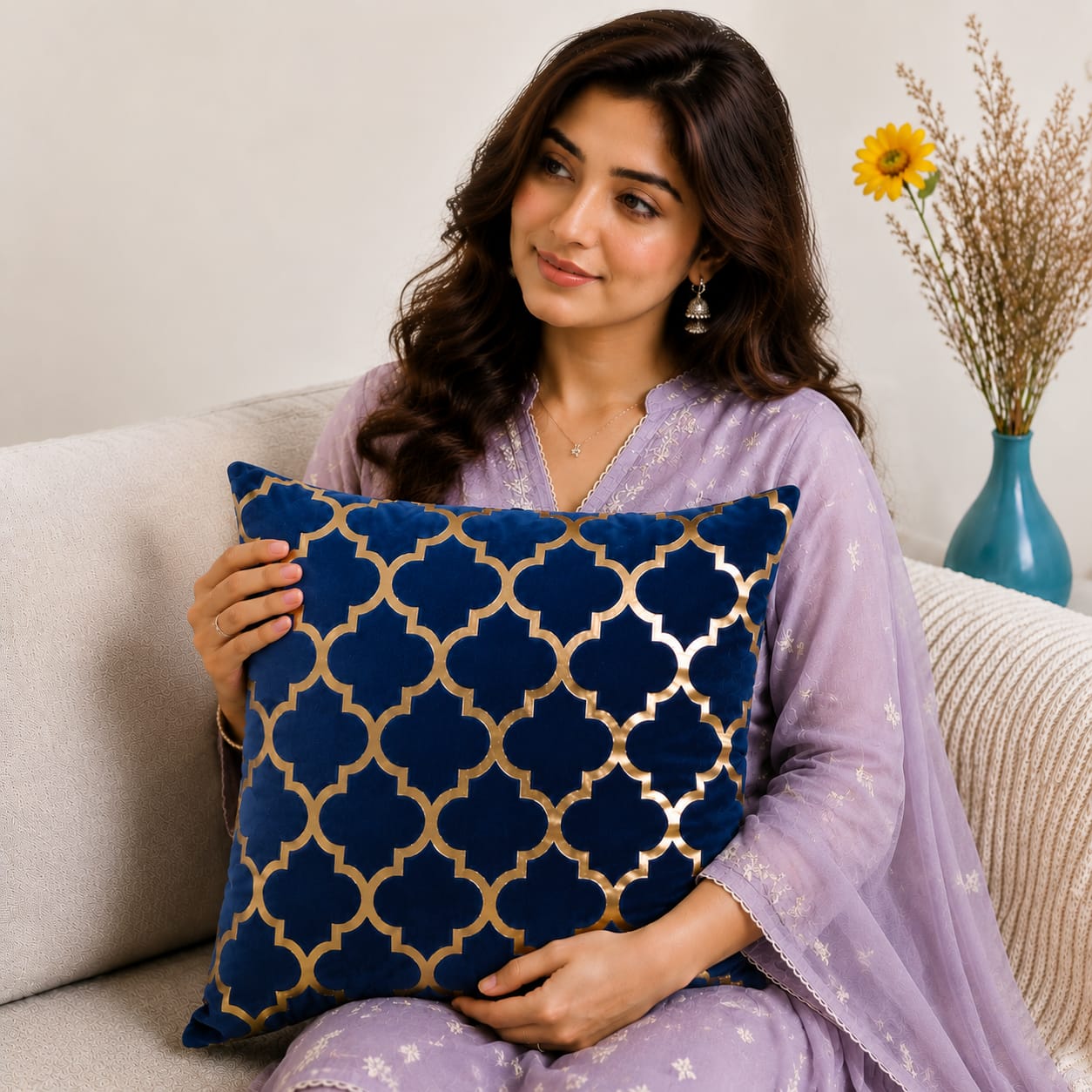 Luxury Laser Geomatric Cut Velvet Cushion Covers