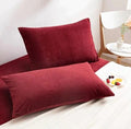 Maroon 1 Pair 2 PCs Plain Velvet Pillow Covers