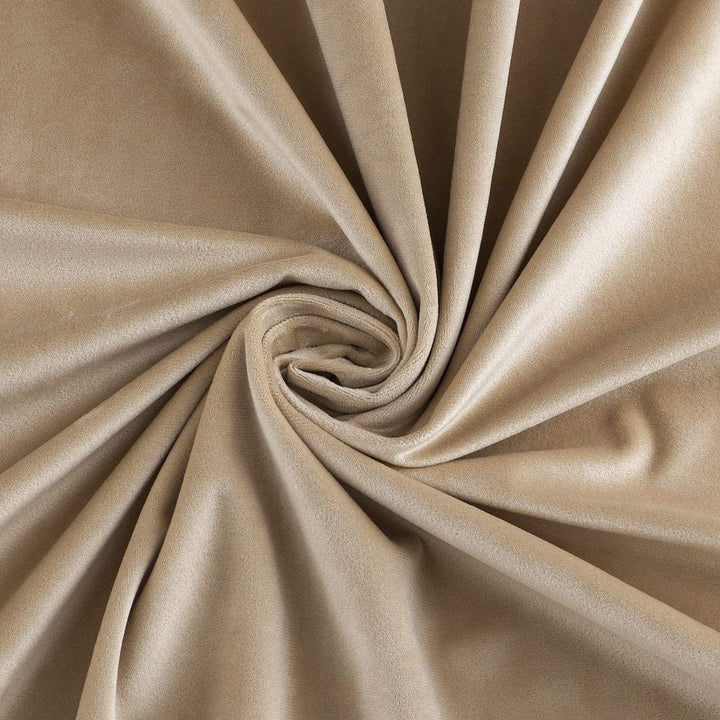 Beige 1 pair 2 Panels Plain Velvet Curtains