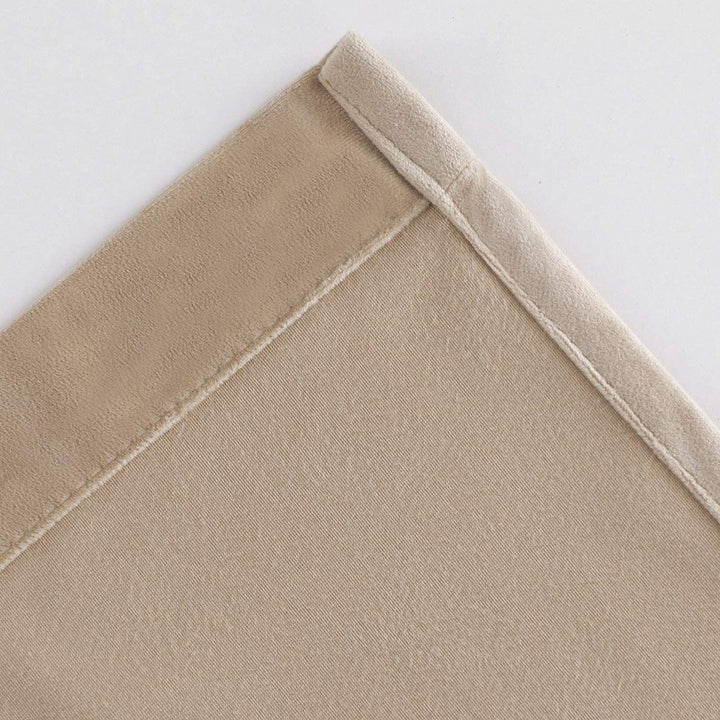 Beige 1 pair 2 Panels Plain Velvet Curtains
