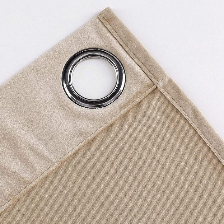 Beige 1 pair 2 Panels Plain Velvet Curtains