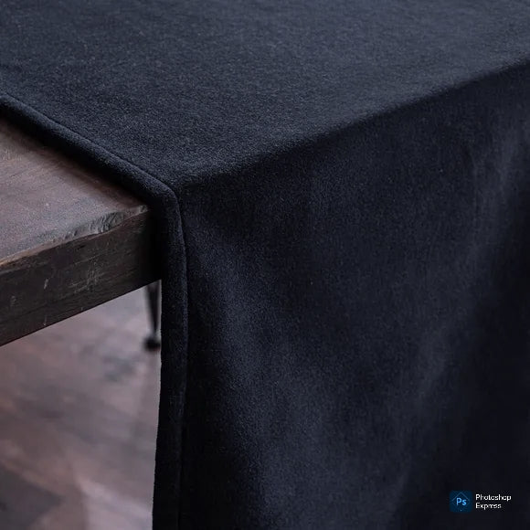 Black Plain Velvet 3 PCs Table Runner Mats Set