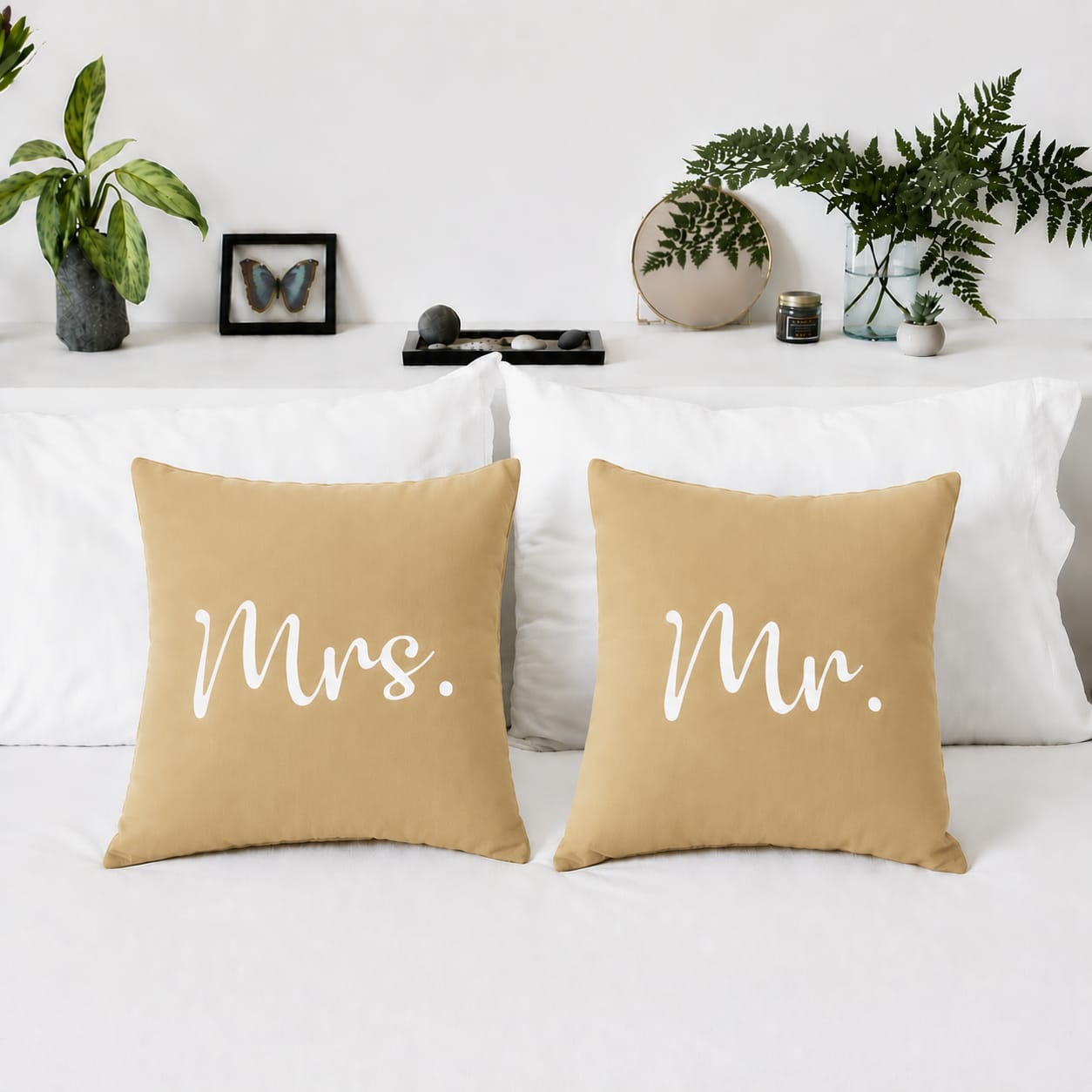 Mr & MRs 2 PCs Luxury Laser Cut Velvet Cushion Covers