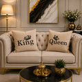 2 PCs King & Queen Aplic Work Velvet Cushion Covers