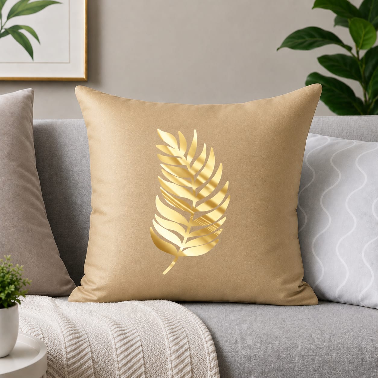 Luxury Leaf Laser Cut Velvet Cushion Covers