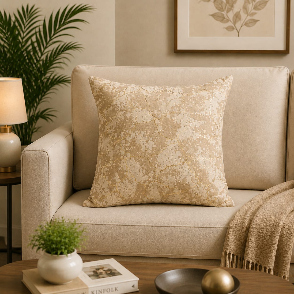 Beige Luxury Texture Velvet Cushion Covers