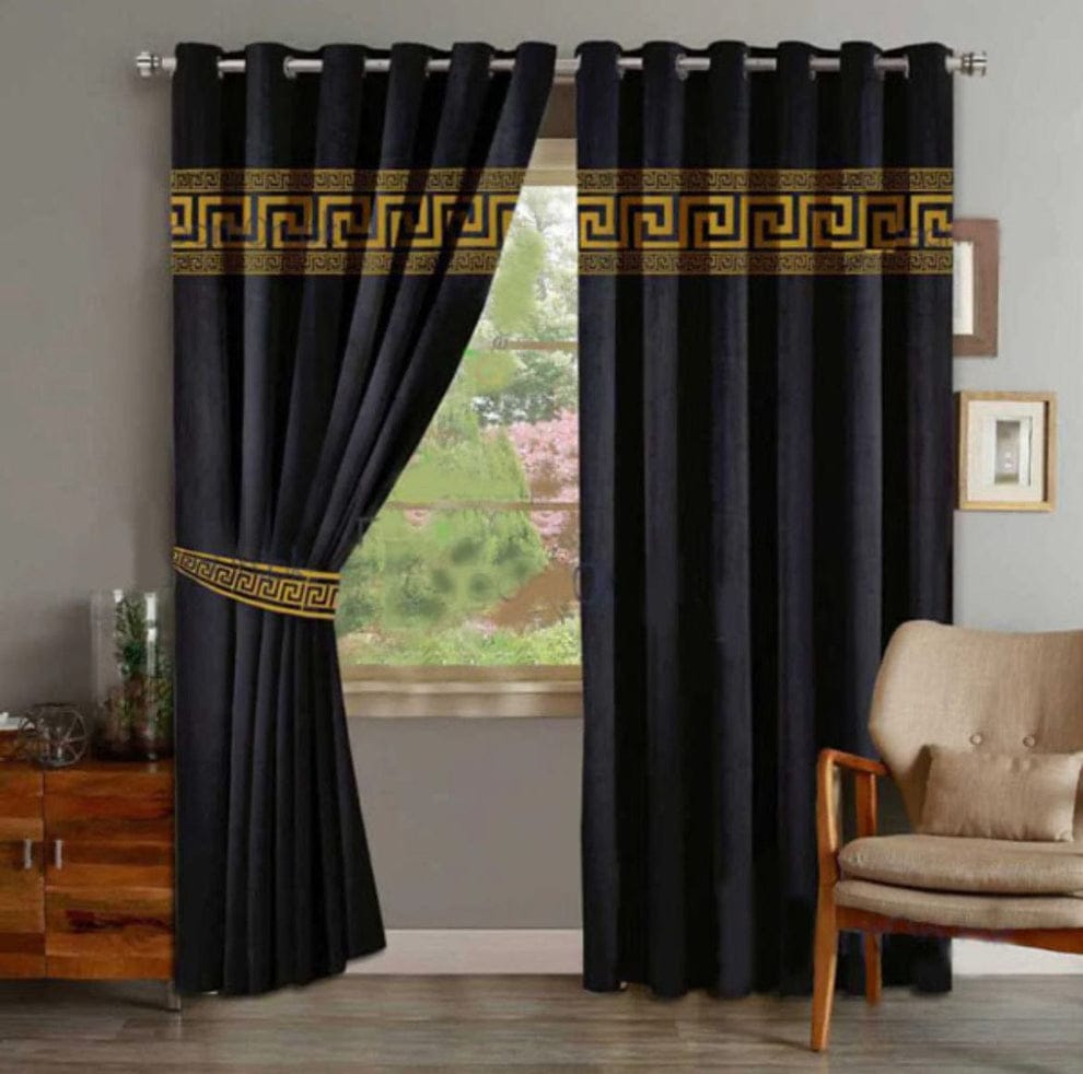 1 Pair of Laser Cutwork Versace Velvet Curtains