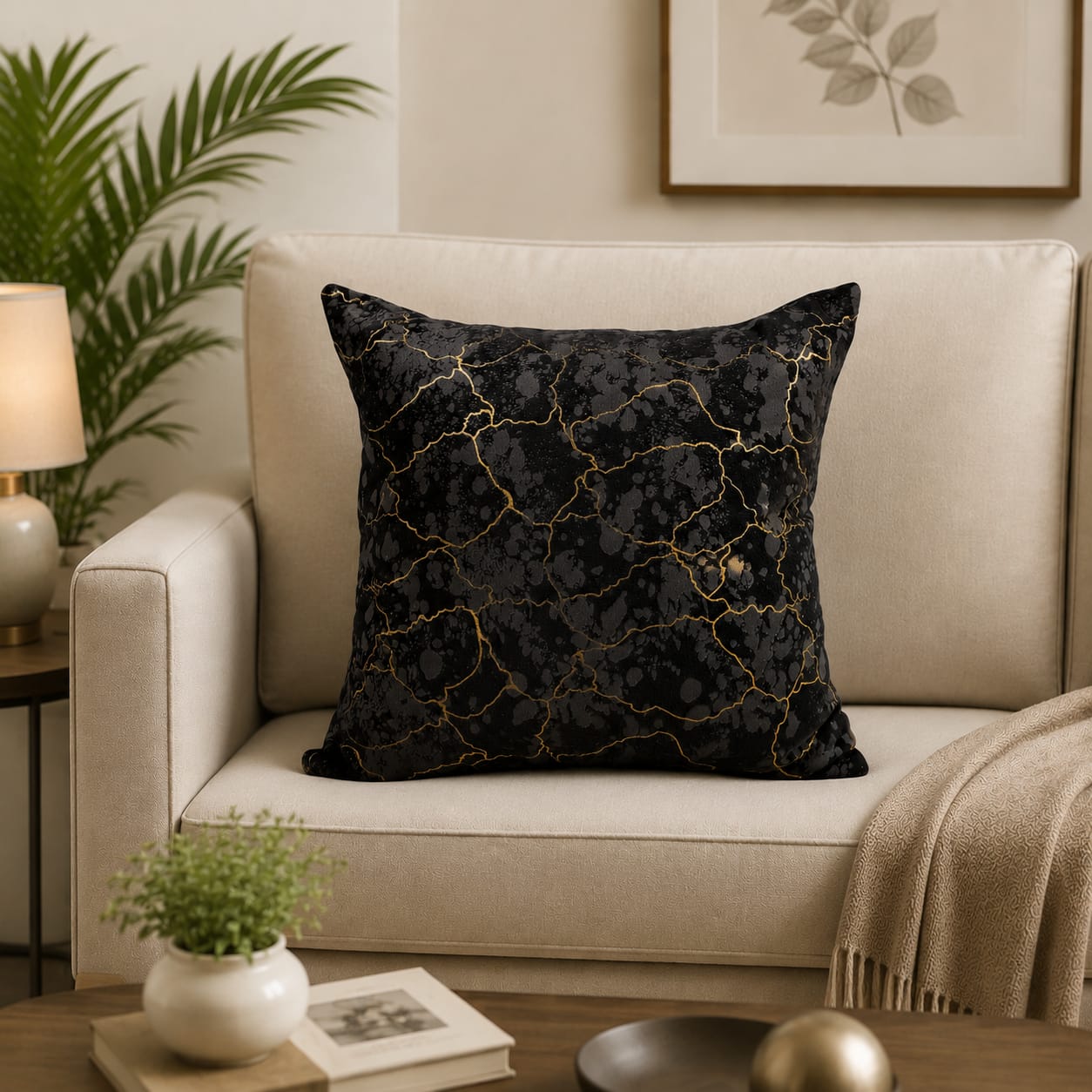 Black Luxury Texture Velvet Cushion Covers