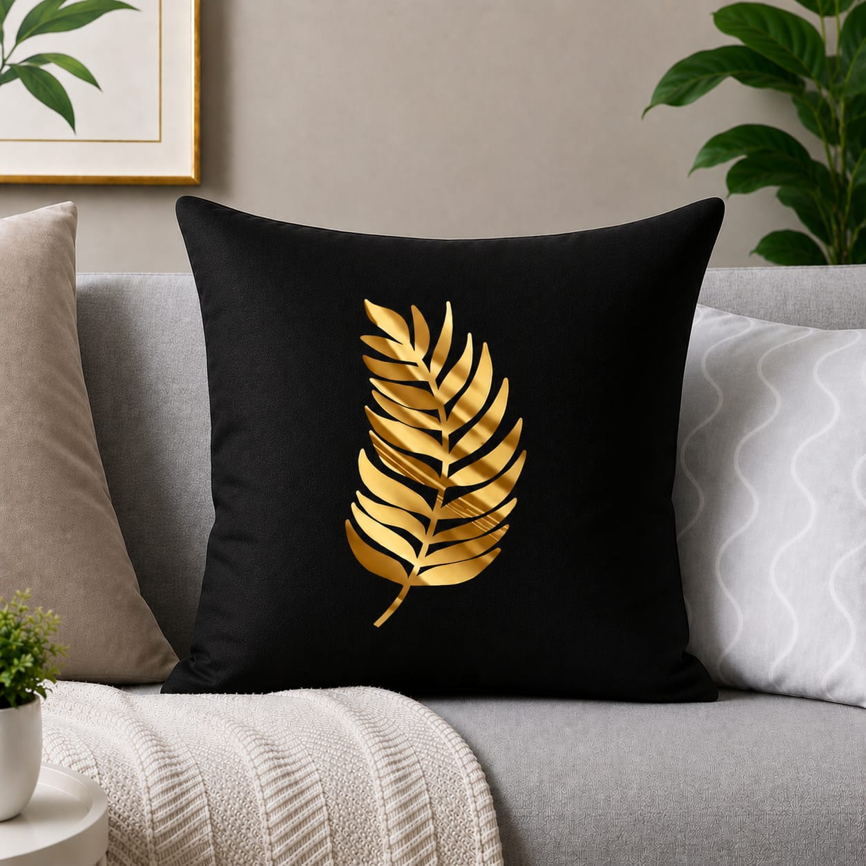 Luxury Leaf Laser Cut Velvet Cushion Covers
