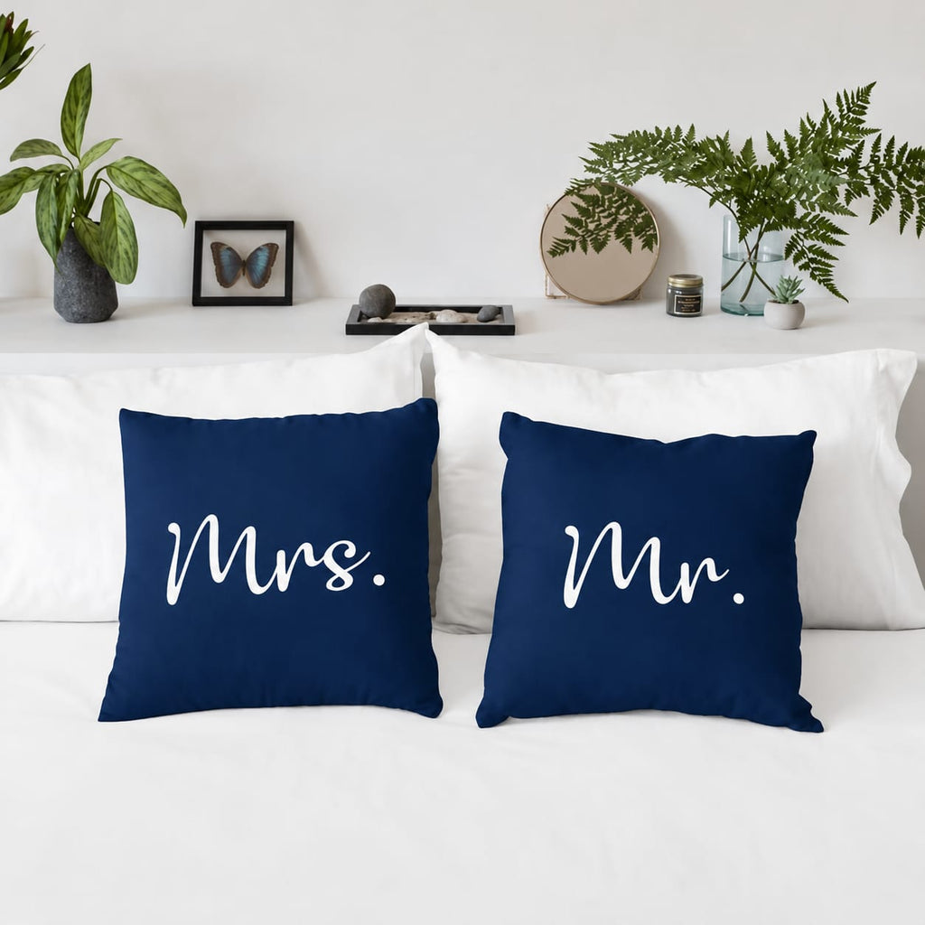Mr & MRs 2 PCs Luxury Laser Cut Velvet Cushion Covers