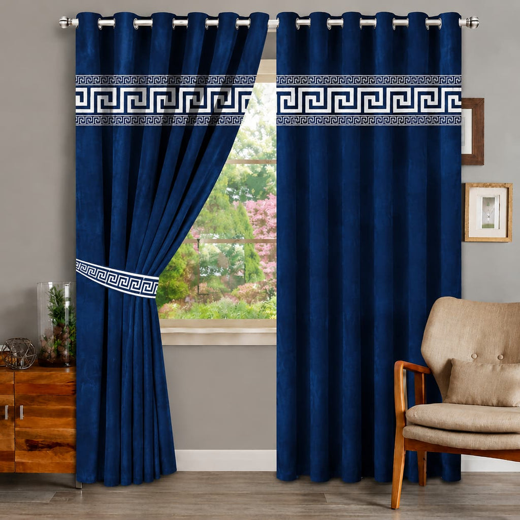 1 Pair of Laser Cutwork Versace Velvet Curtains