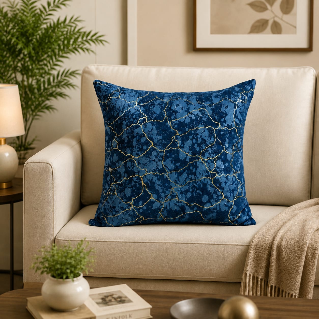 Blue Luxury Texture Velvet Cushion Covers