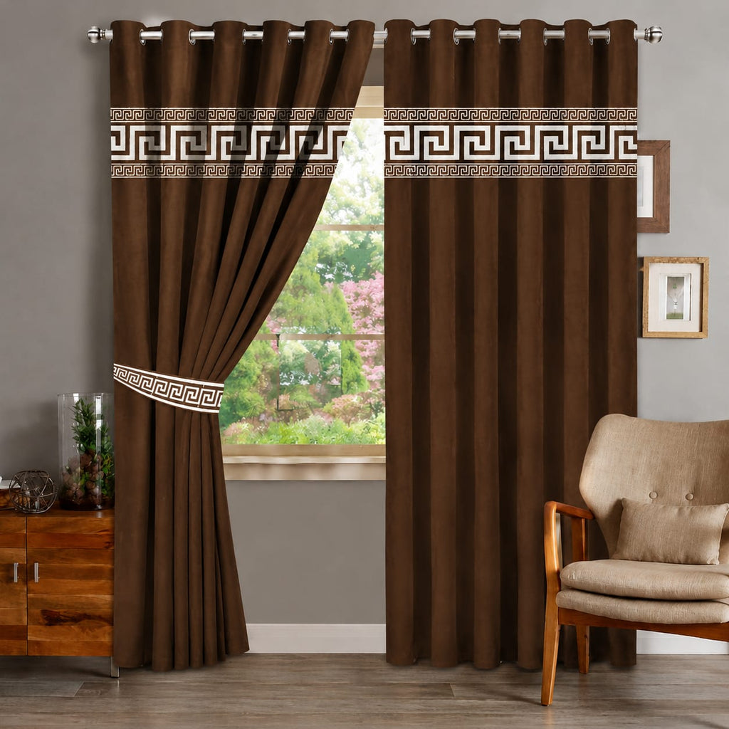 1 Pair of Laser Cutwork Versace Velvet Curtains