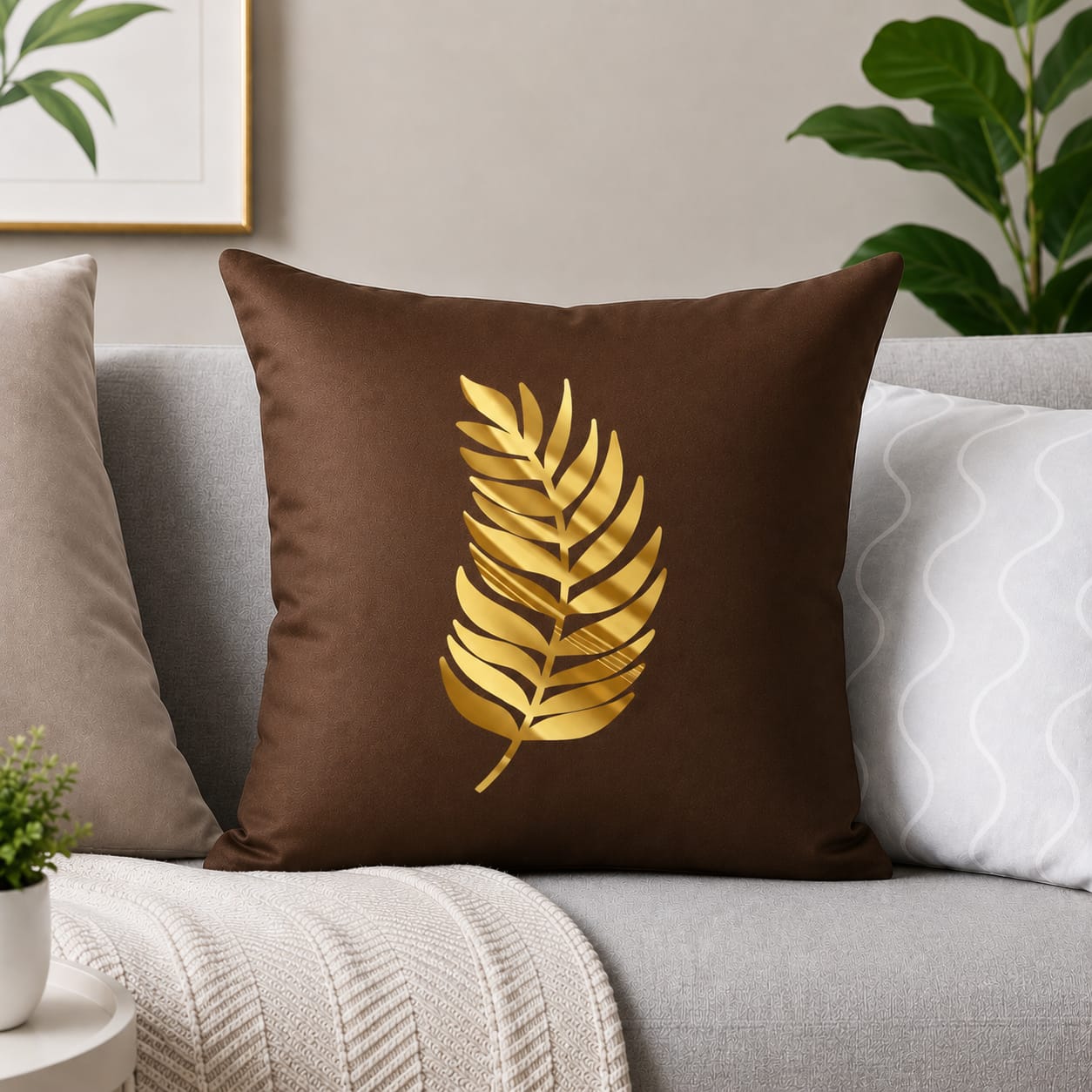 Luxury Leaf Laser Cut Velvet Cushion Covers