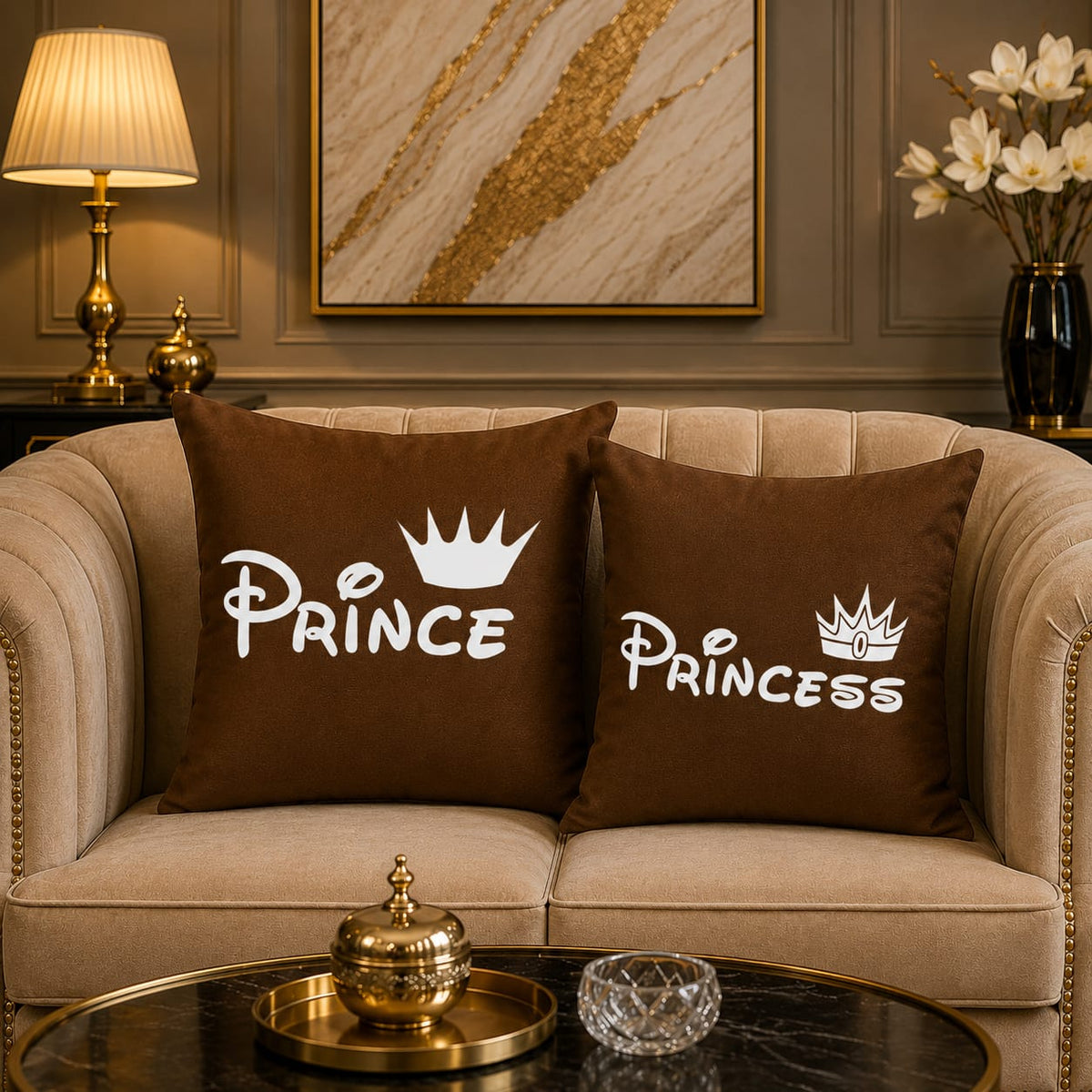 Prince & Princes 2 PCs Laser Cut work Cushion Covers