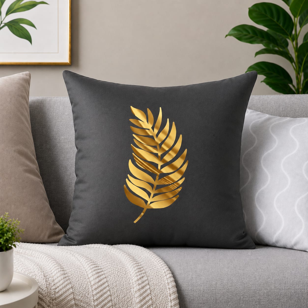 Luxury Leaf Laser Cut Velvet Cushion Covers