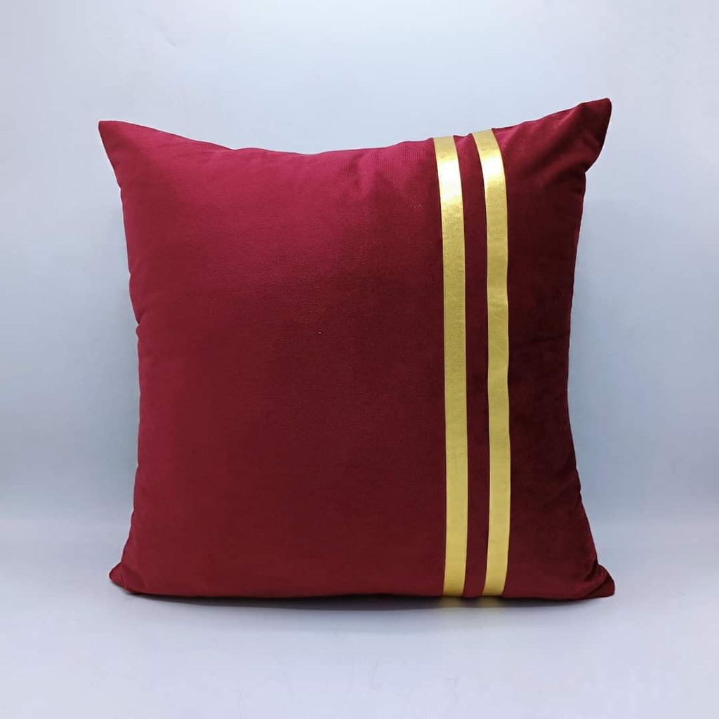 Golden Stripe Laser Cut Velvet Cushion Covers