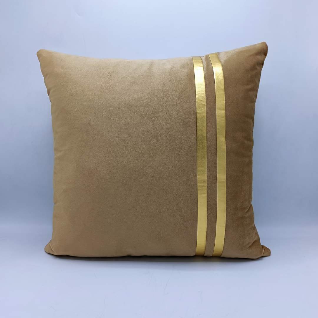 Golden Stripe Laser Cut Velvet Cushion Covers