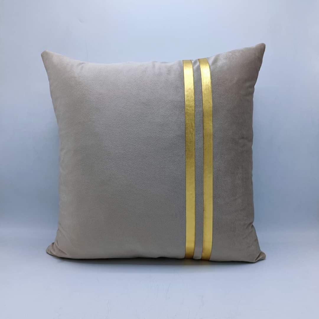 Golden Stripe Laser Cut Velvet Cushion Covers