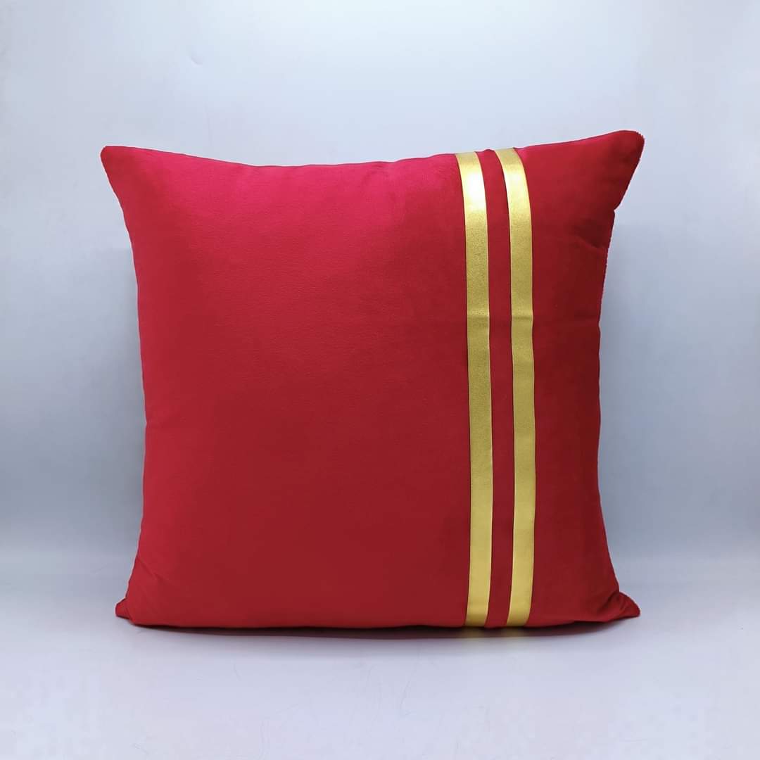 Golden Stripe Laser Cut Velvet Cushion Covers