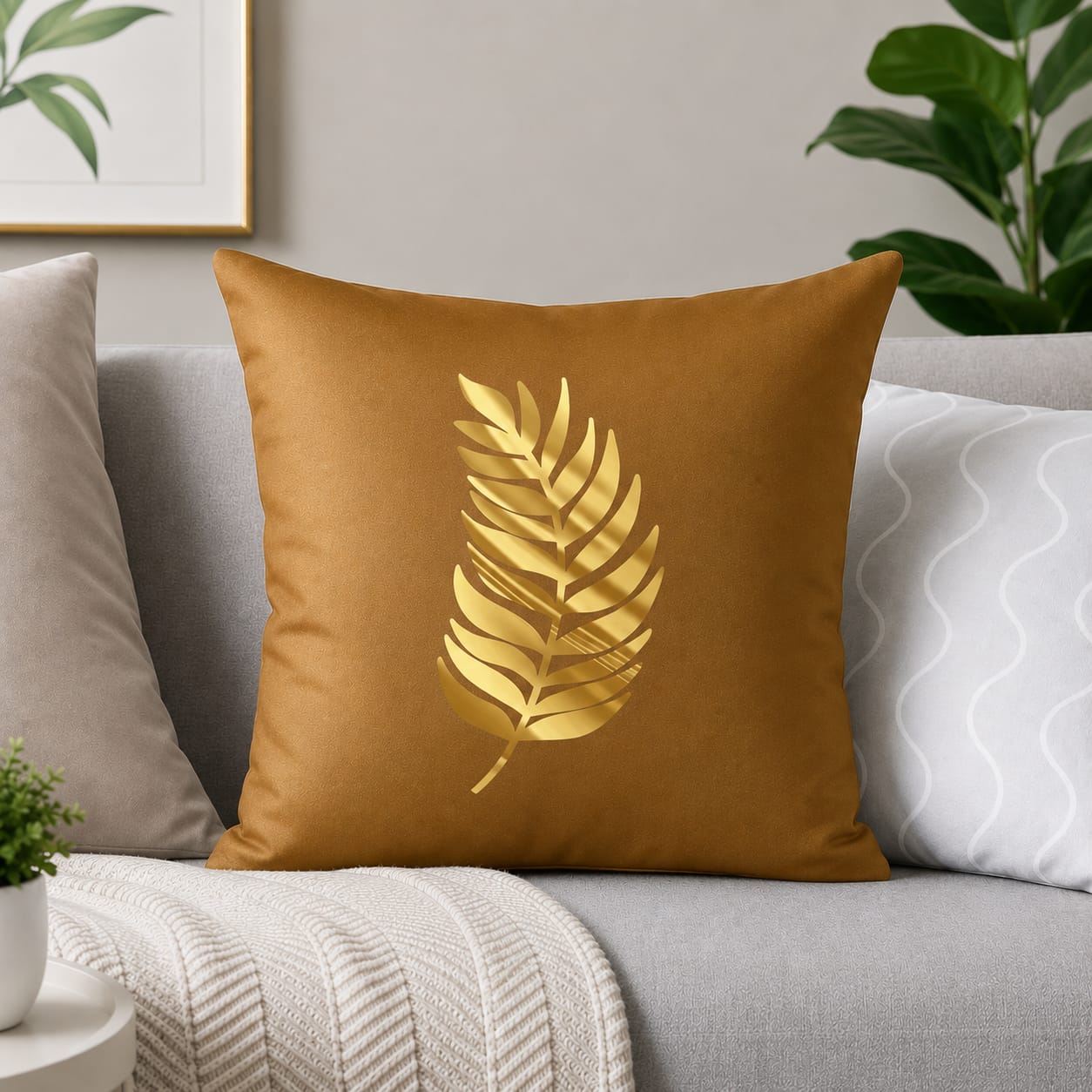 Luxury Leaf Laser Cut Velvet Cushion Covers