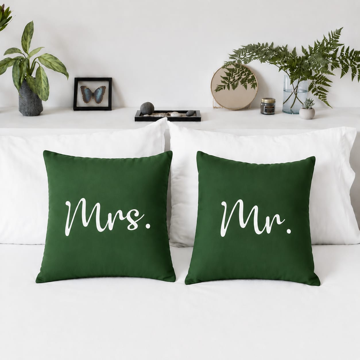 Mr & MRs 2 PCs Luxury Laser Cut Velvet Cushion Covers