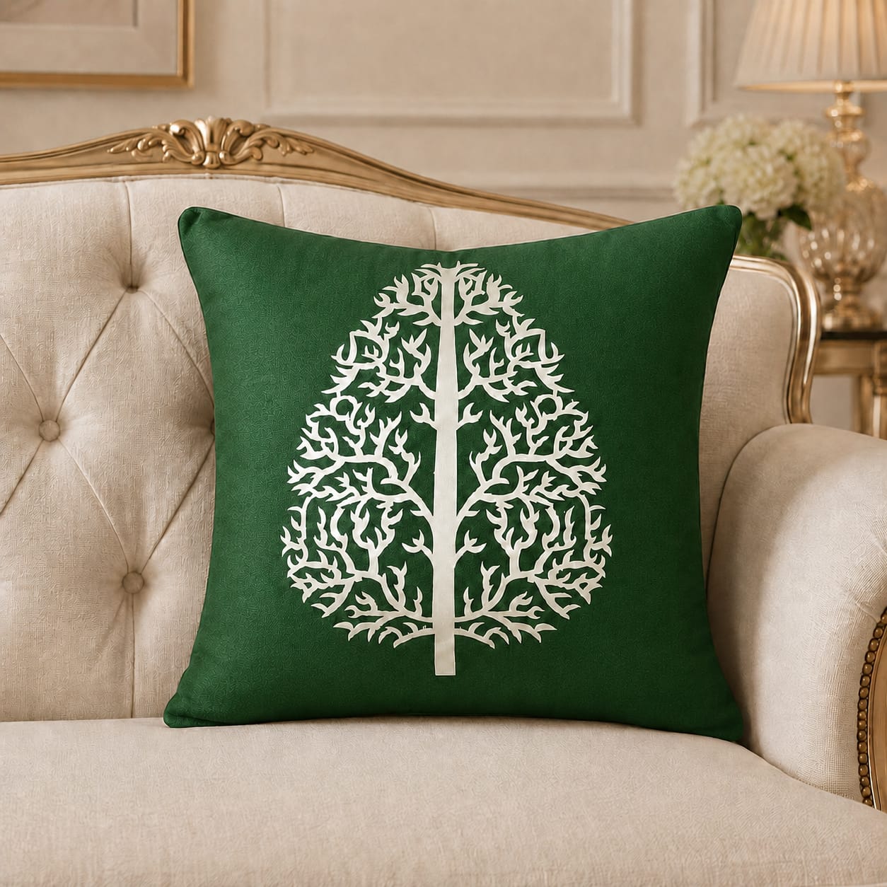 Tree Motive Laser Cut work Cushion Covers
