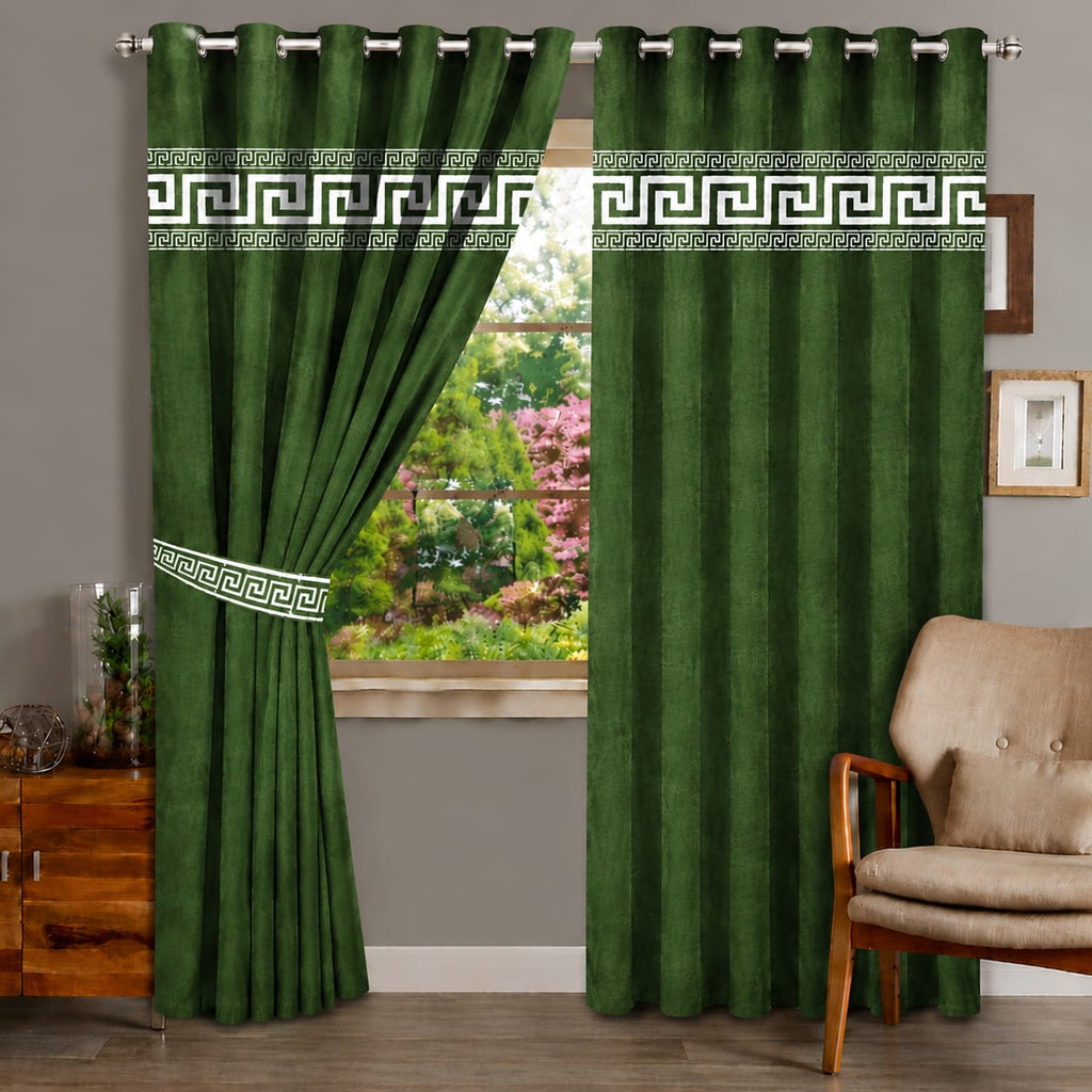 1 Pair of Laser Cutwork Versace Velvet Curtains