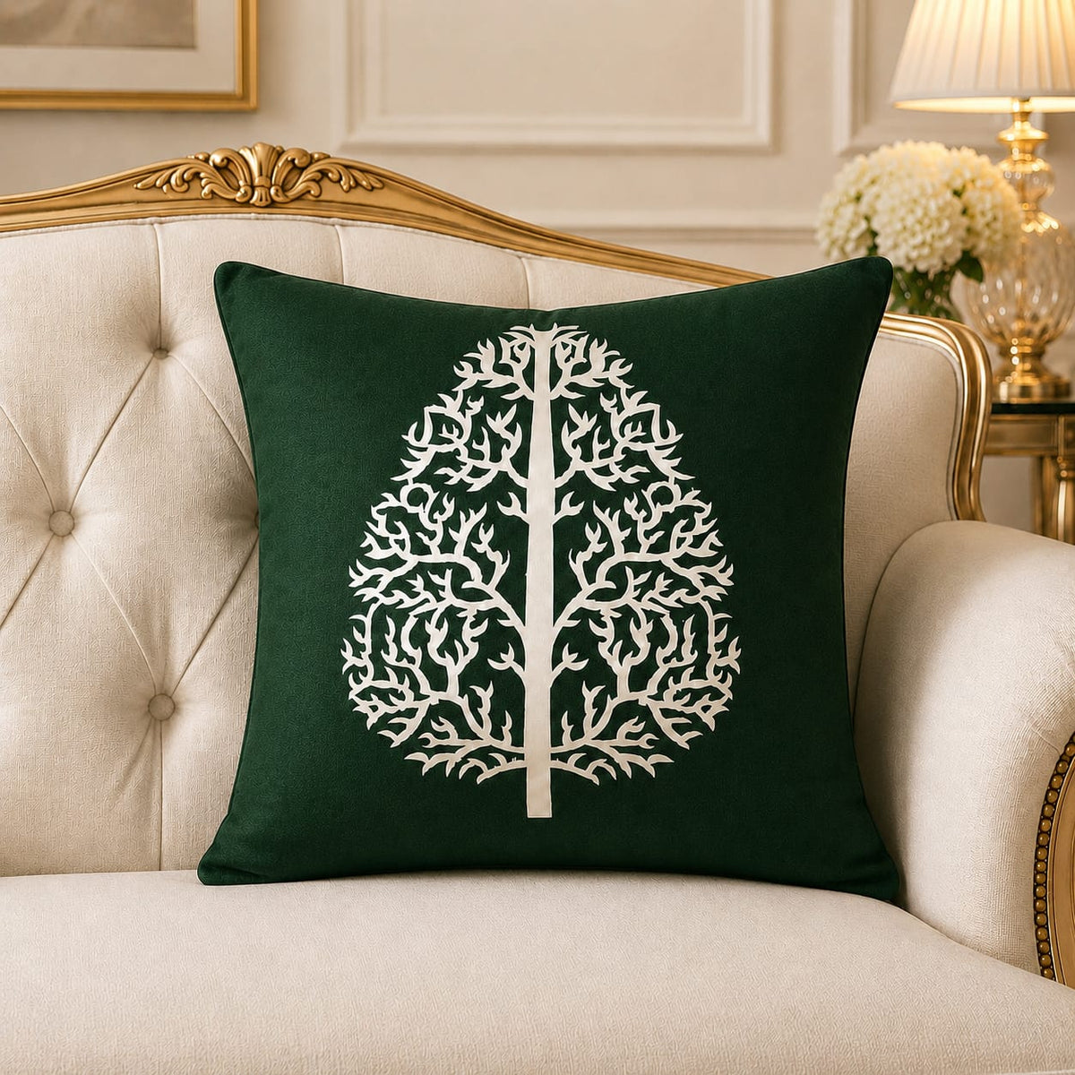 Tree Motive Laser Cut work Cushion Covers