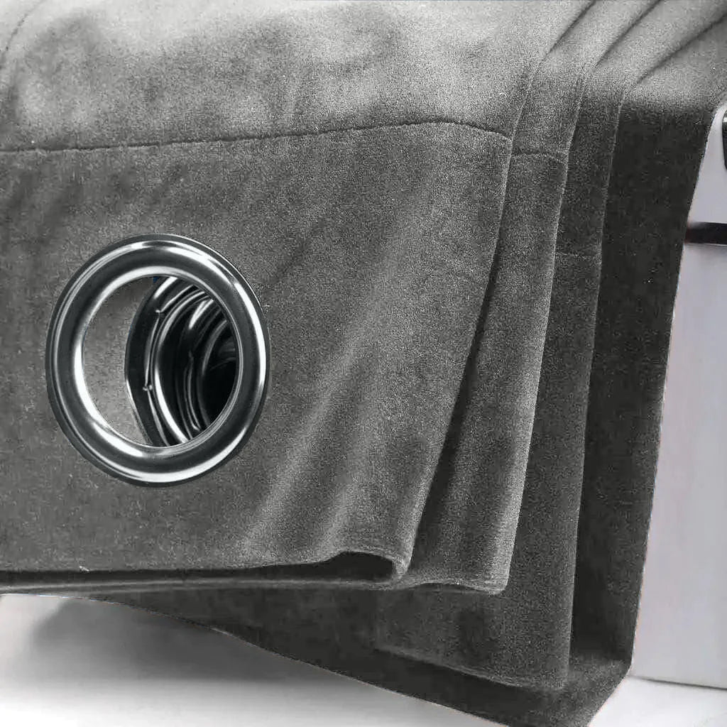 Dark Grey 1 Pair 2 Panels Plain Velvet Curtains