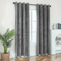 Grey 1 Pair 2 Panels Plain Velvet Curtains