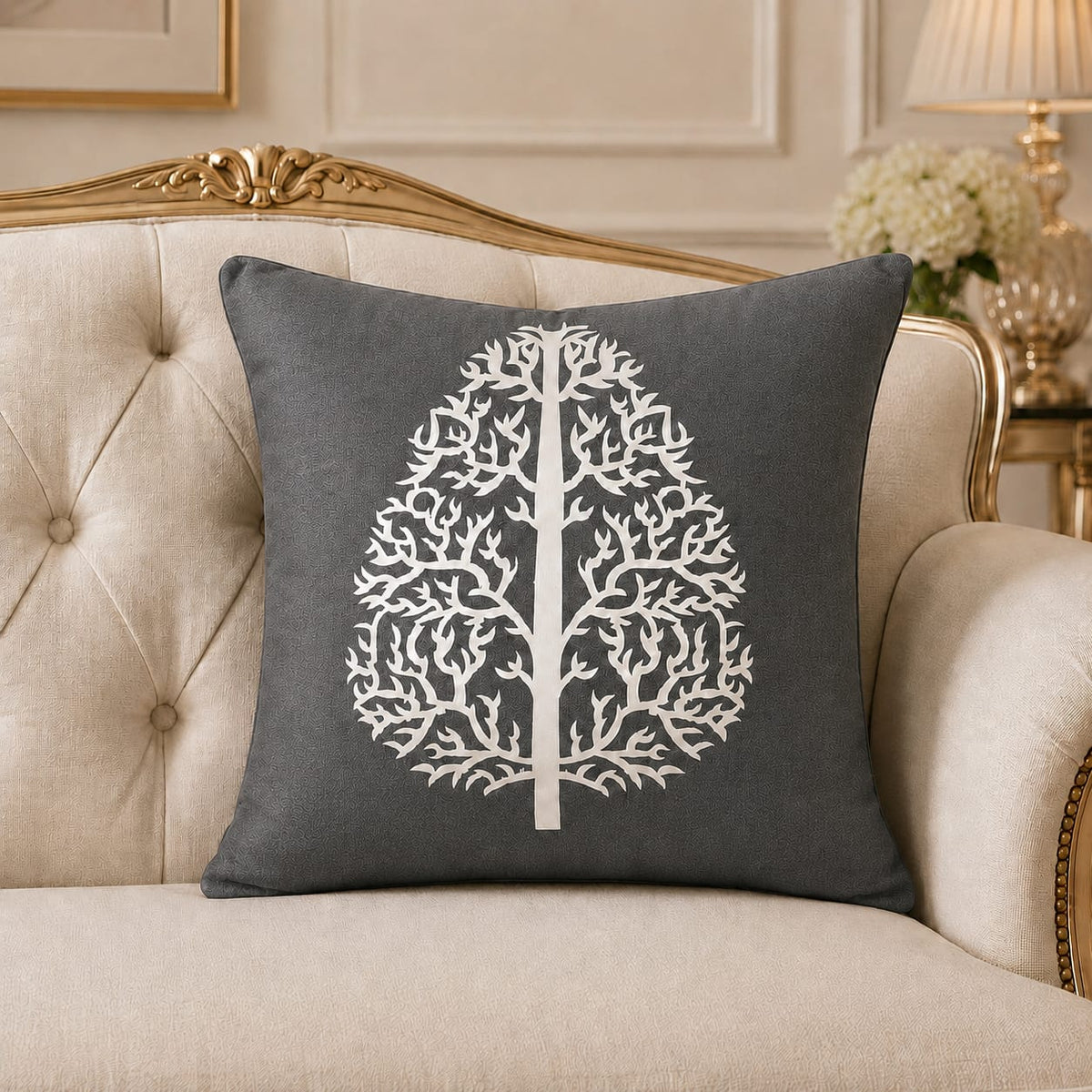 Tree Motive Laser Cut work Cushion Covers